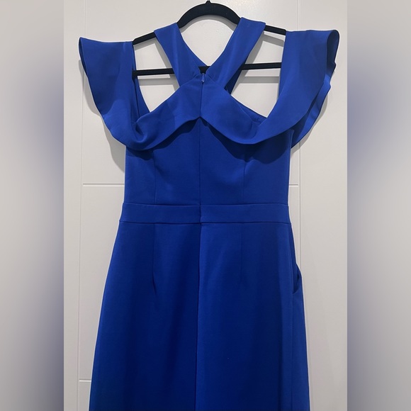 Adelyn Rae Ruffle Shoulder Jumpsuit Blue - Small - Picture 8 of 10